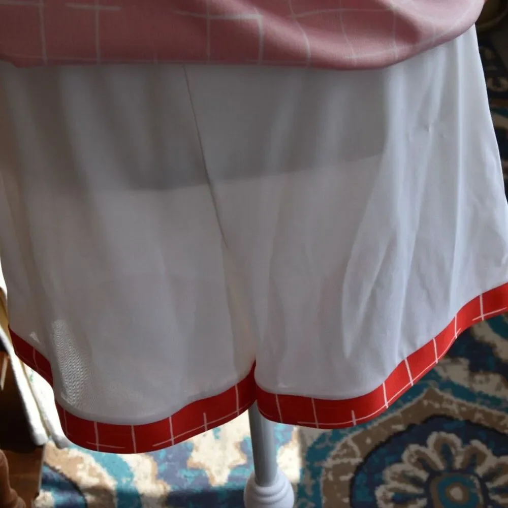 Vintage 70s Tucket Sportswear Red Mod Skort Grid Print A-Line Size Medium